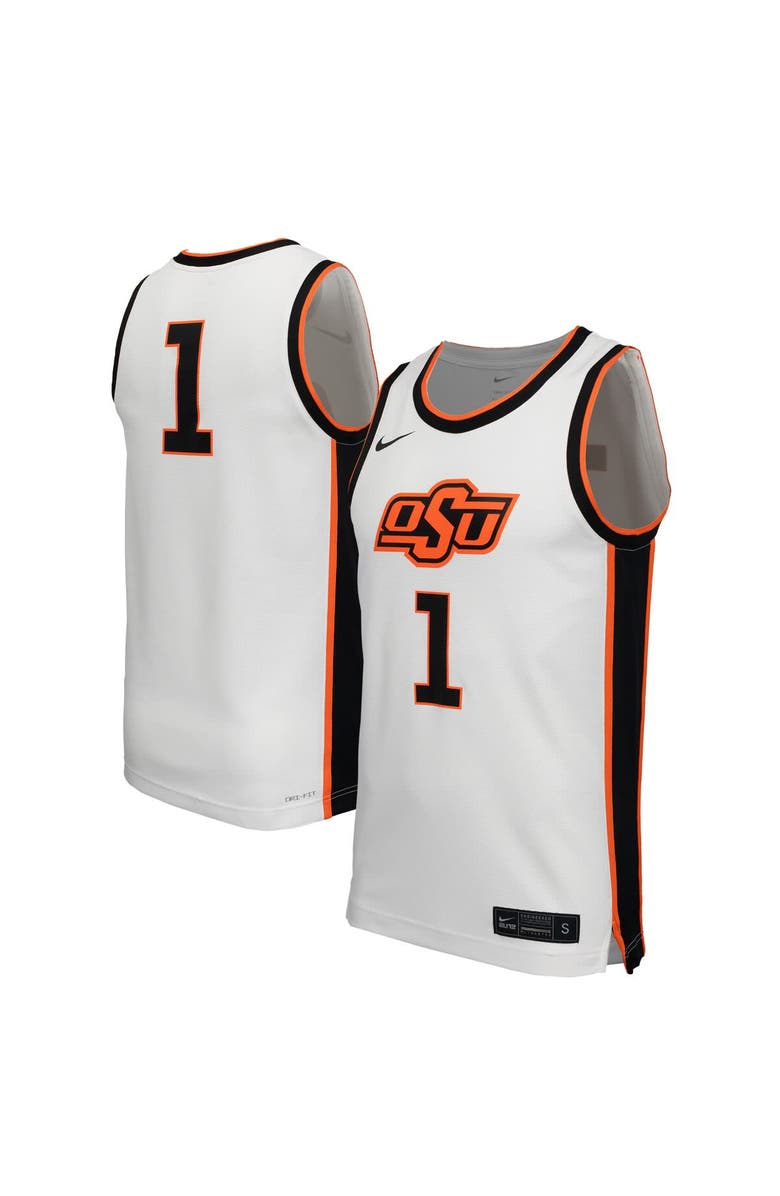 Nike Men's Nike #1 White Oklahoma State Cowboys  Replica Basketball Jersey, Main, color, White