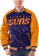 STARTER Men's Starter Purple/Orange Phoenix Suns Renegade Satin Full-Snap Varsity Jacket
