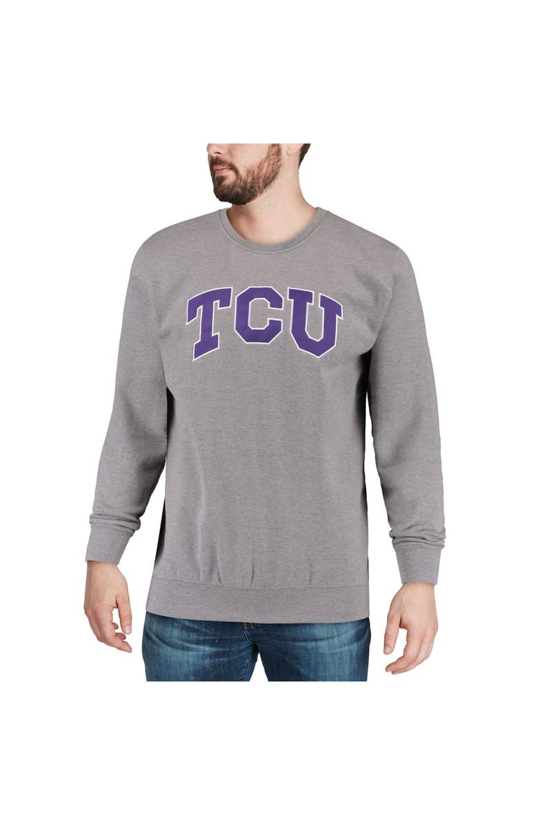 COLOSSEUM Men's Colosseum Heather Gray TCU Horned Frogs Arch & Logo Crew Neck Sweatshirt, Alternate, color, Heather Gray