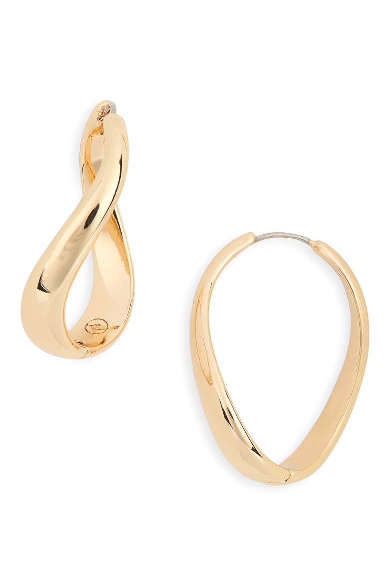 Twisted Oval Hoop Earrings, Main, color, GOLD