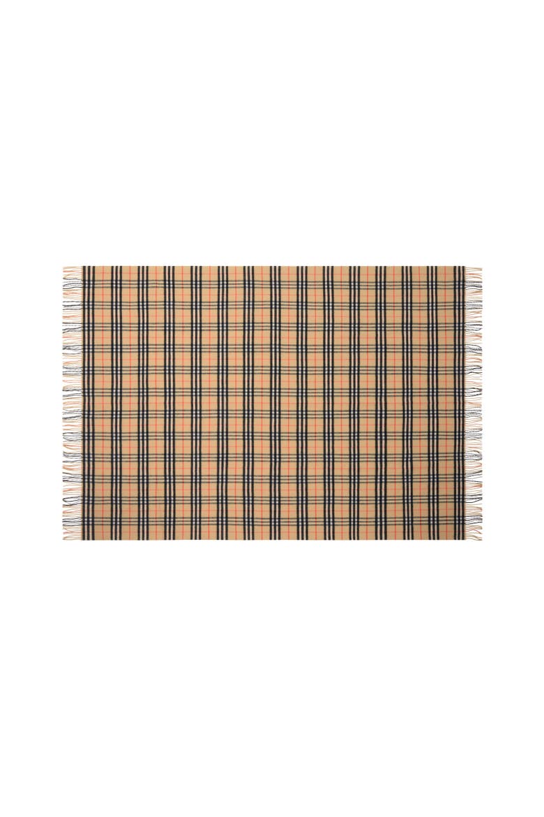 Check Wool Cashmere Blanket, Alternate, color, Sand beige