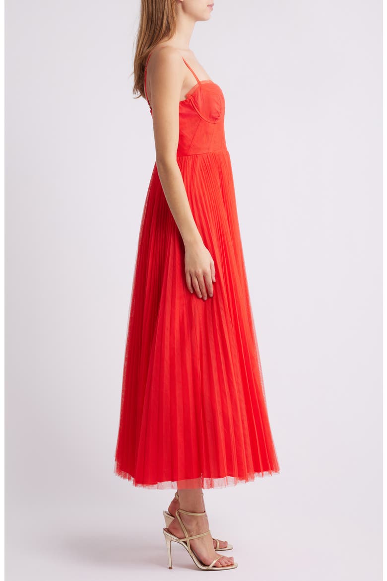 Corset Pleated Maxi Dress, Alternate, color, RED