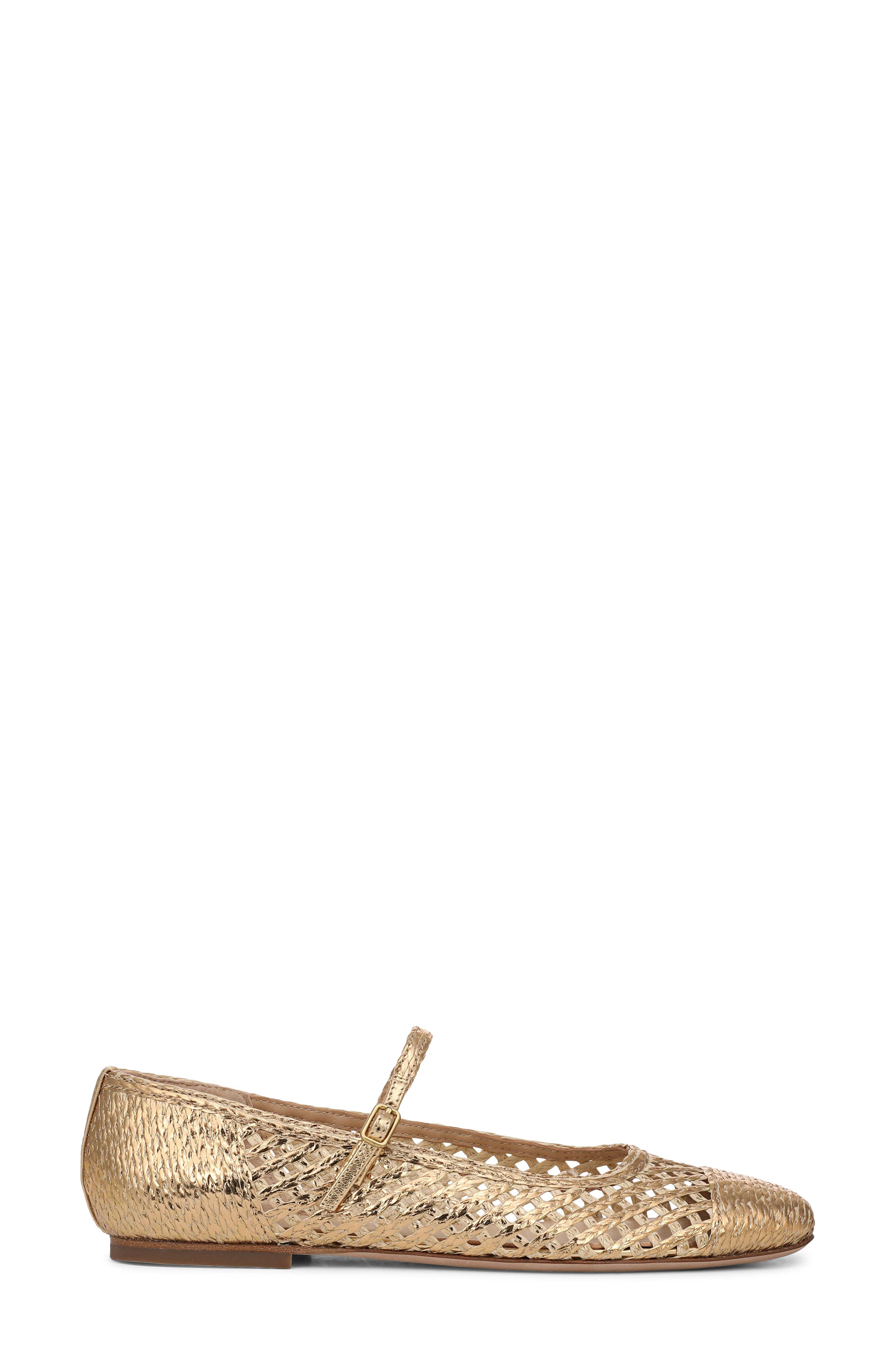 Veronica Beard Ellie Woven Ballet Flat, Alternate, color, Pale Gold