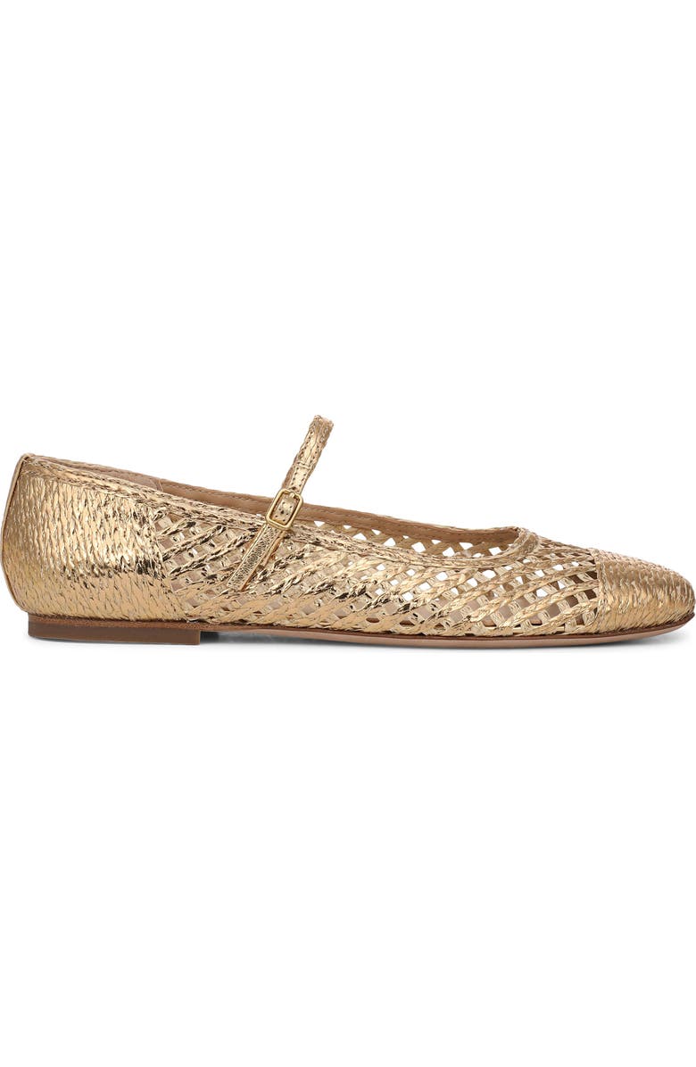 Veronica Beard Ellie Woven Ballet Flat, Alternate, color, Pale Gold