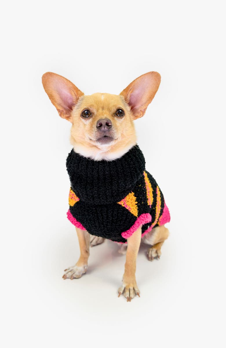 the furryfolks Hot Doggie Turtleneck Pet Sweater, Alternate, color, Black
