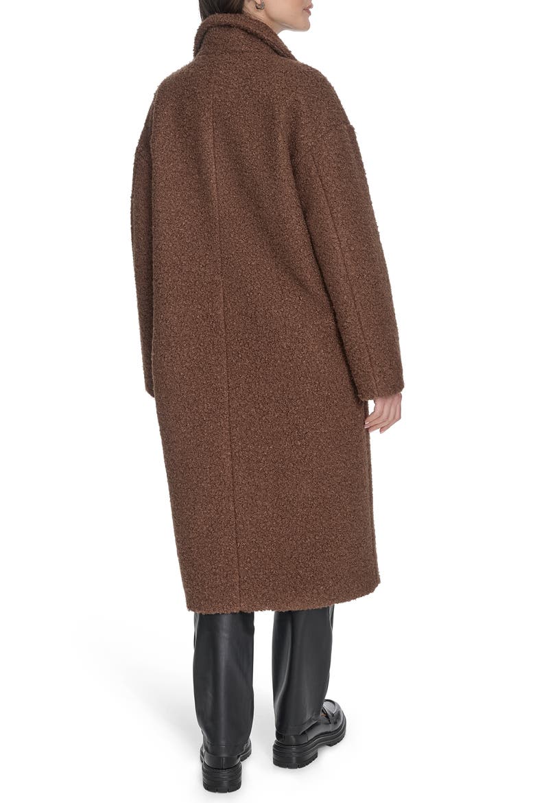 Bouclé Longline Cocoon Car Coat, Alternate, color, BROWN