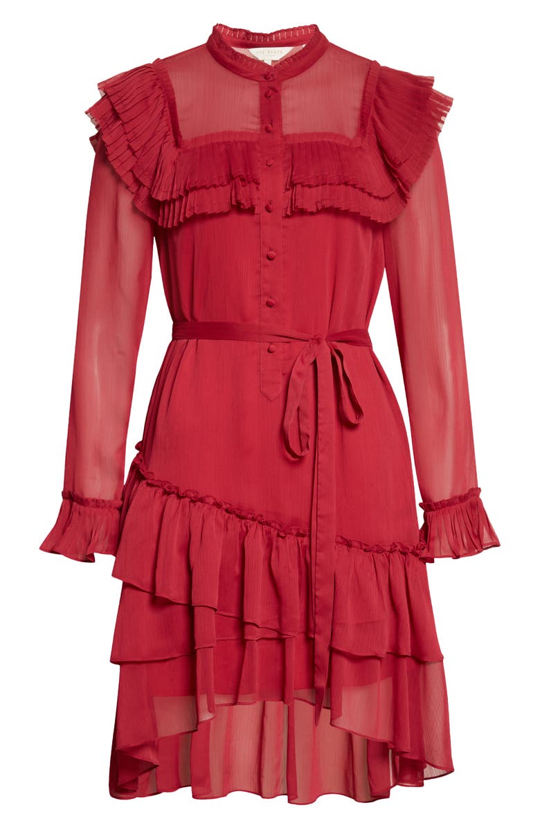 Ted Baker London Anastai Long Sleeve Chiffon Shirtdress, Alternate, color, 