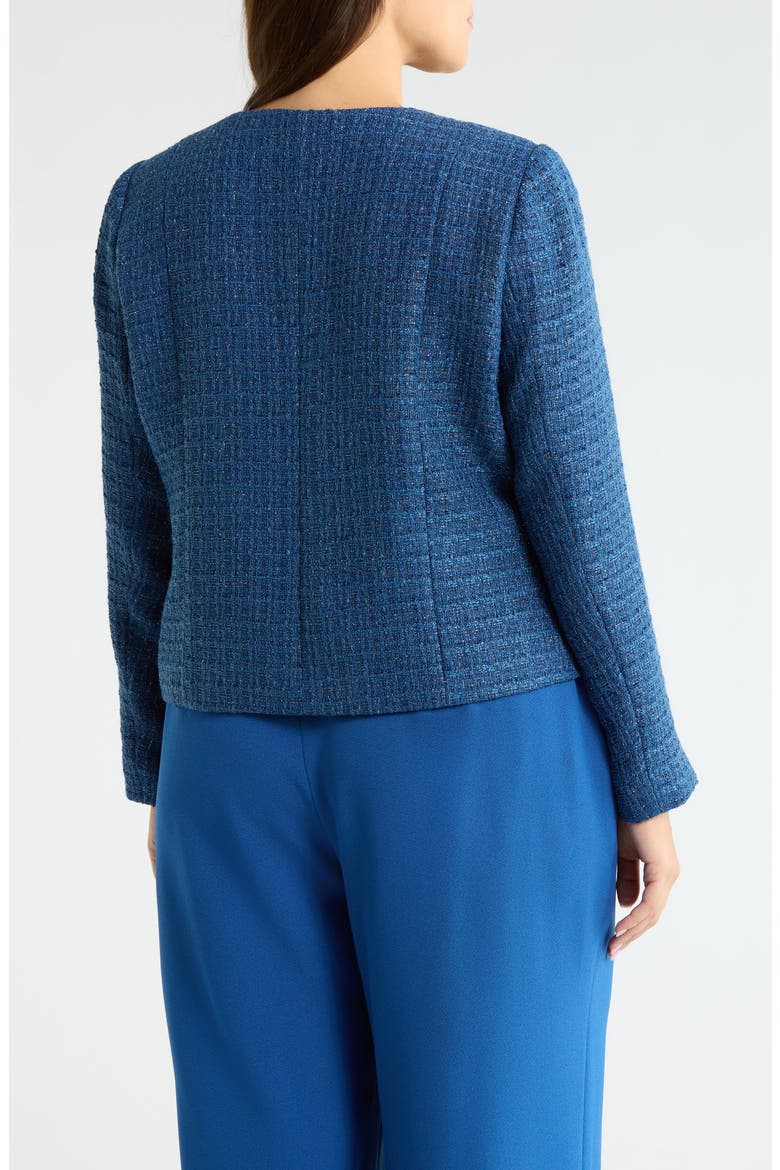 Collarless Bouclé Jacket, Alternate, color, RIVERSIDE BLUE