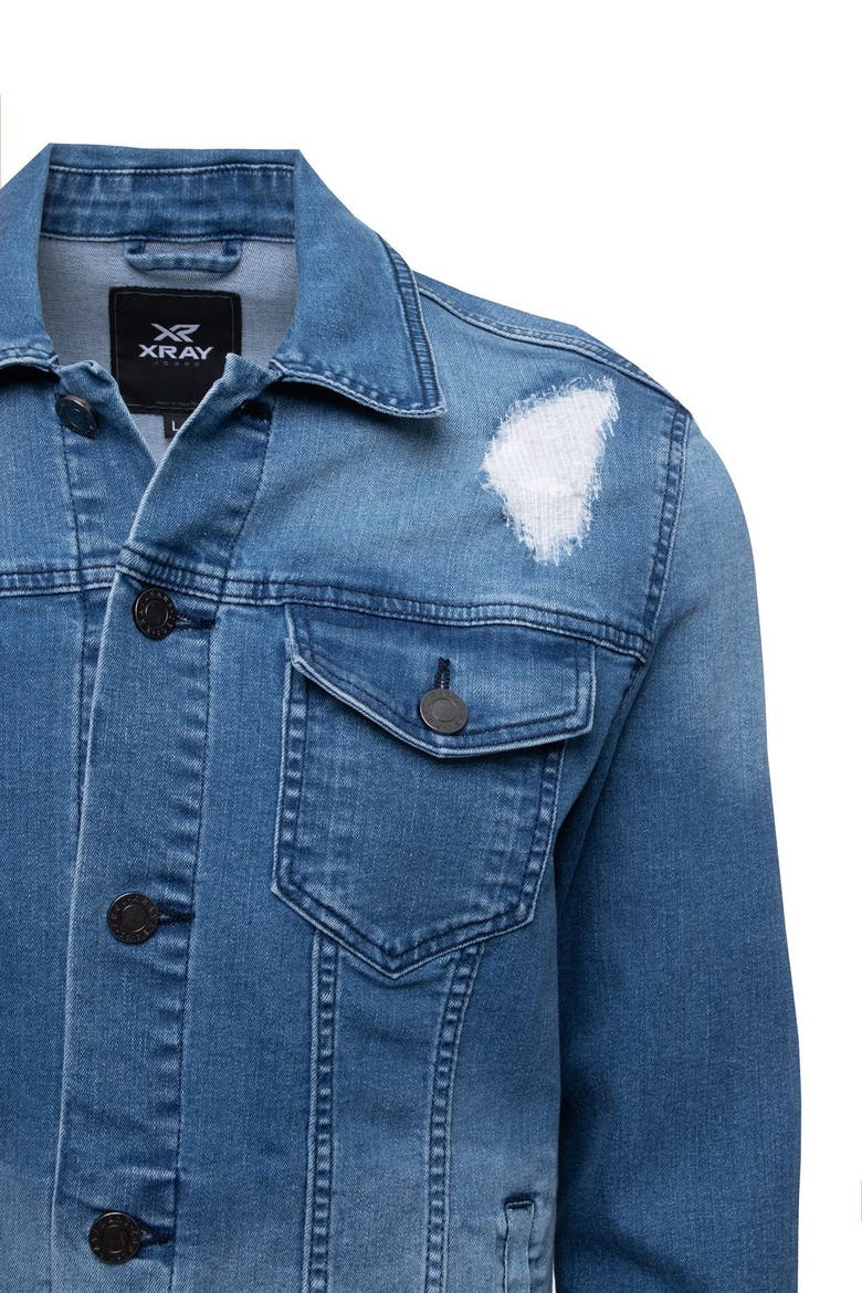 Washed Slim Denim Jacket, Alternate, color, MEDIUM BLUE