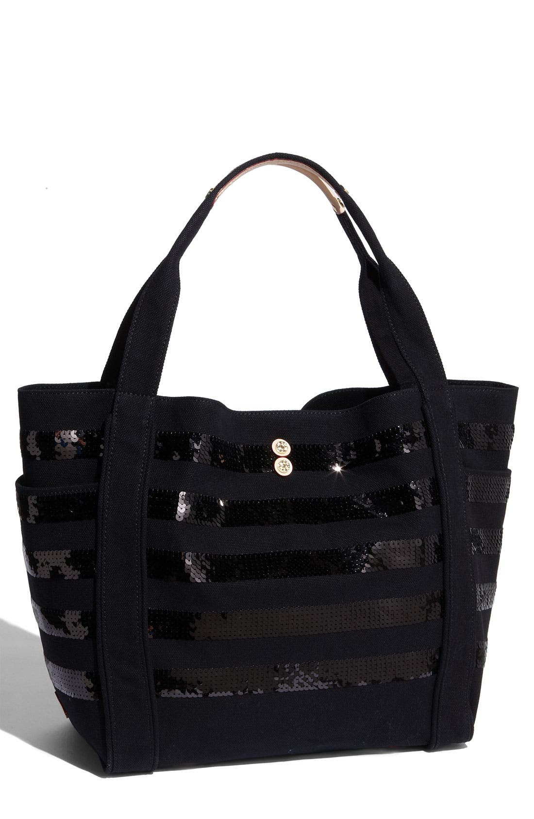 MZ Wallace 'Ava' Sequin Stripe Canvas Tote, Main, color, 