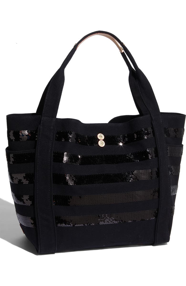 MZ Wallace 'Ava' Sequin Stripe Canvas Tote, Main, color,