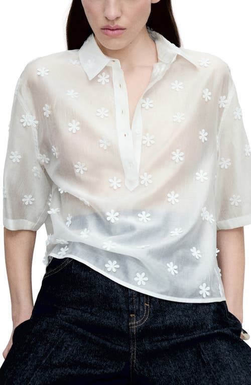Shop Mango Semisheer Polo In White