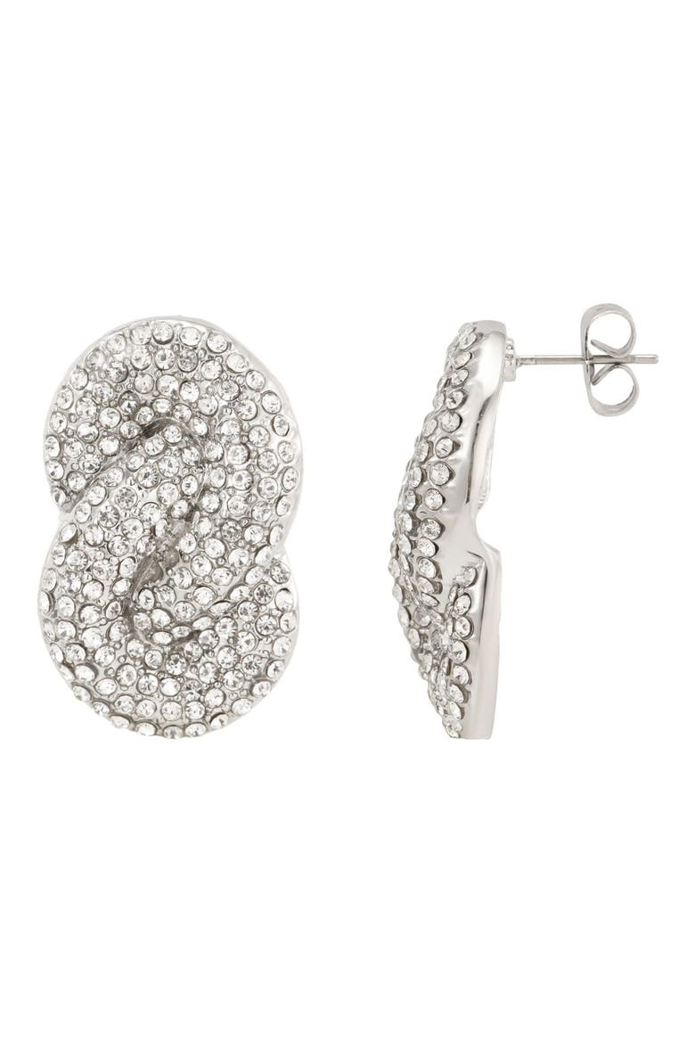 Crystal Knot Drop Earrings, Alternate, color, SILVER