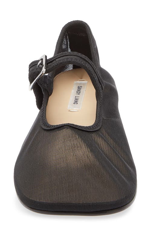 Sandy Liang Mesh Mary Jane Flat In Black