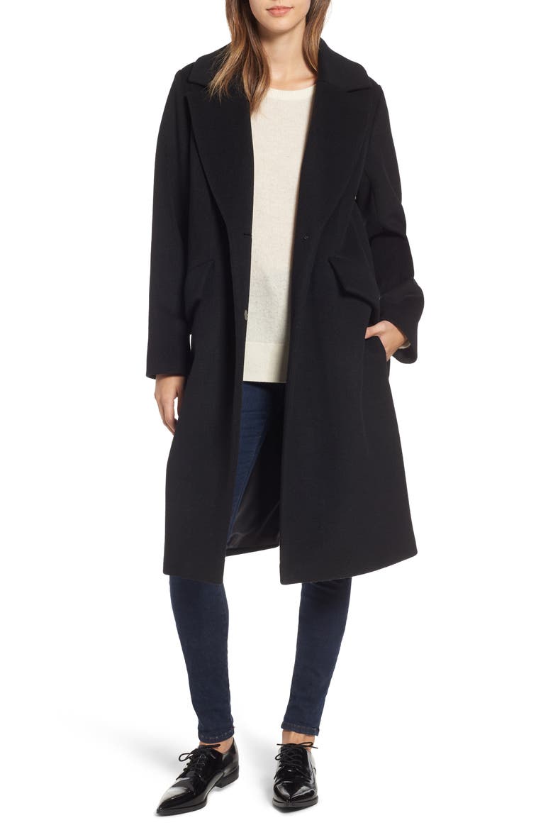 Wool Blend Coat, Main, color, BLACK