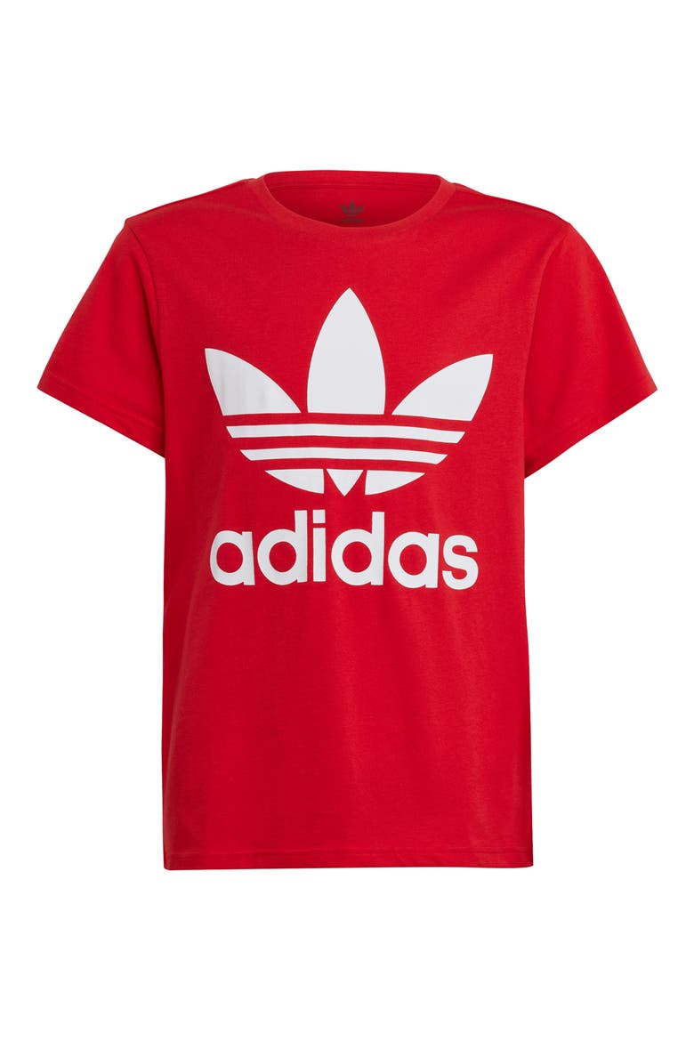 Kids' Lifestyle Trefoil Graphic T-Shirt, Main, color, BETTER SCARLET