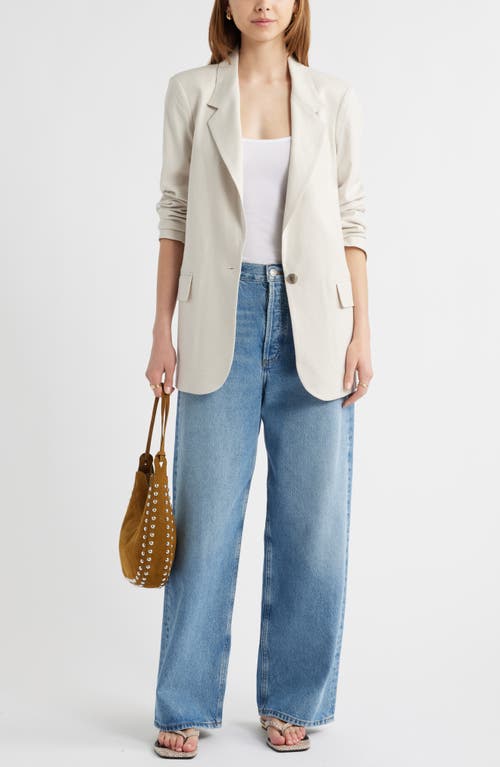 OPEN EDIT OPEN EDIT EVERYDAY ONE-BUTTON LINEN BLEND BLAZER