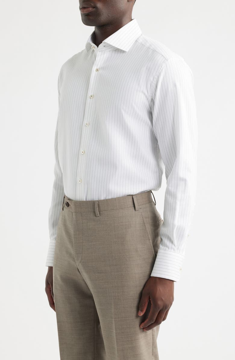 1863 by Eterna Modern Fit Stripe Non-Iron Cotton Dress Shirt, Alternate, color, Brown