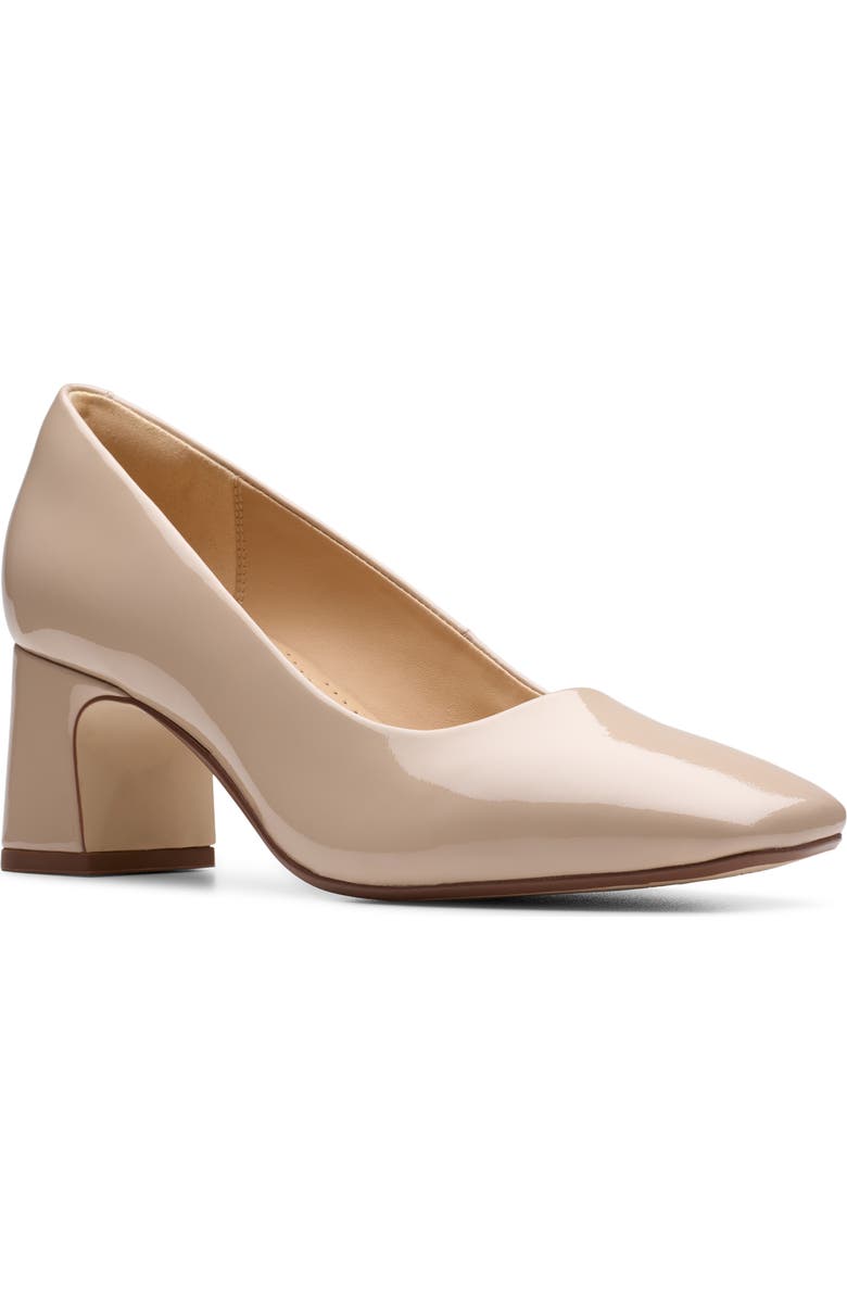 Clarks<sup>®</sup> Fernie Court Block Heel Pump, Main, color, Sand Patent