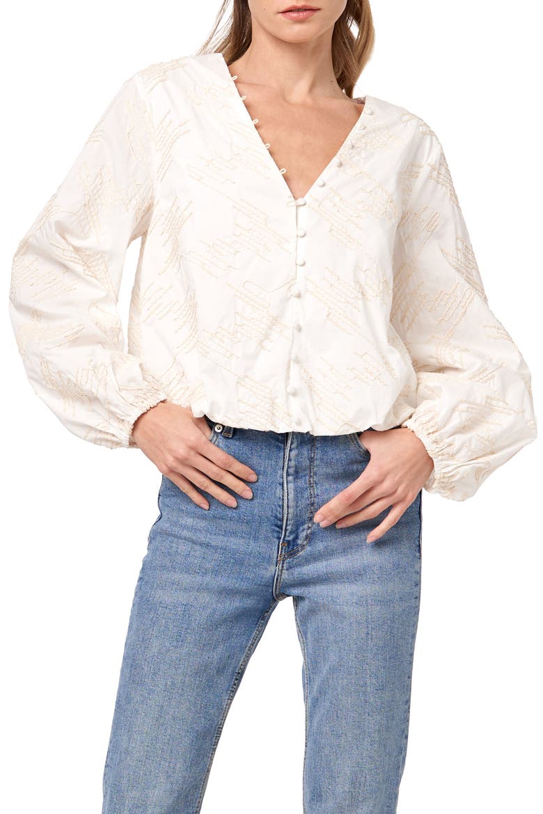 Ann Embroidered Bubble Top, Alternate, color, WHITE