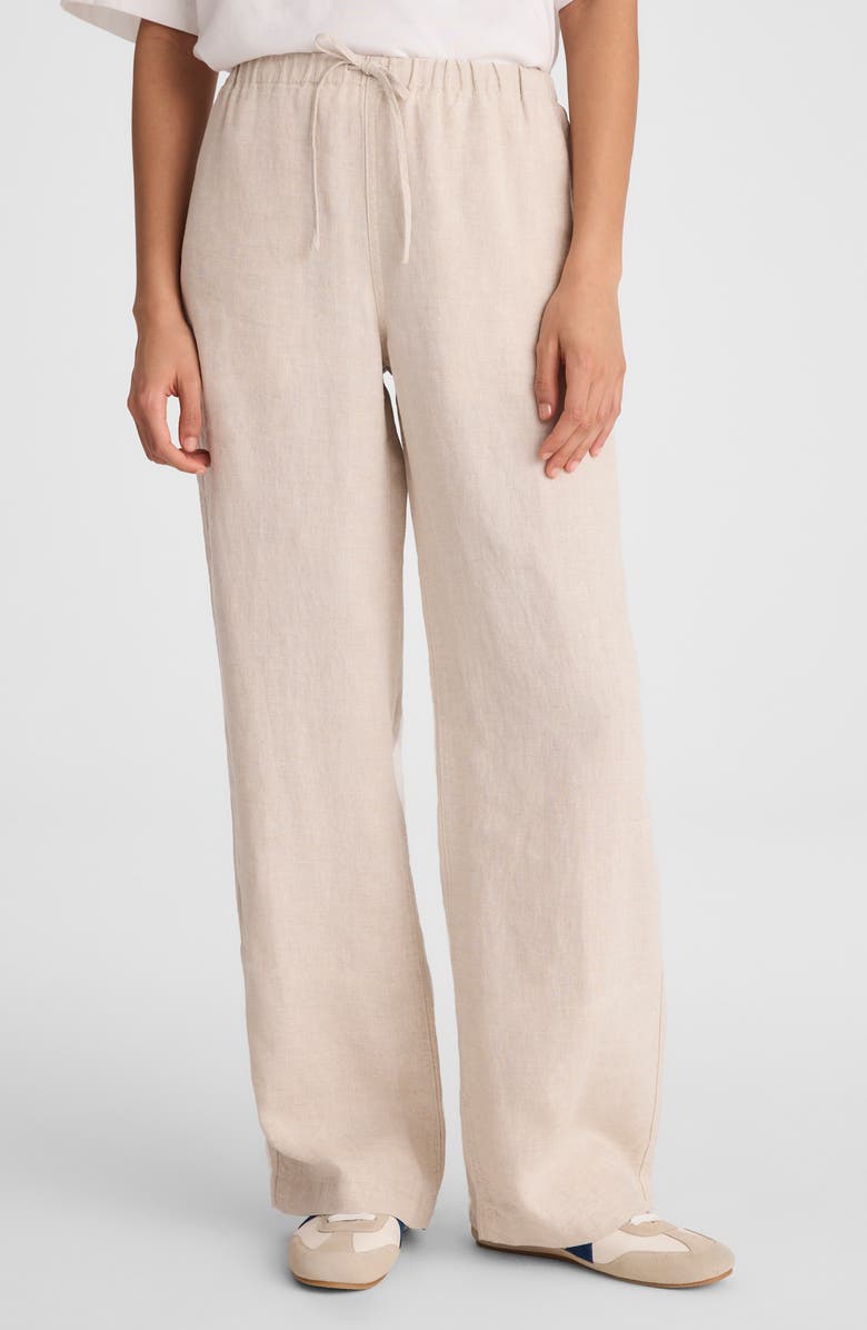 Madewell Pull-On Linen Pants, Main, color, Oat