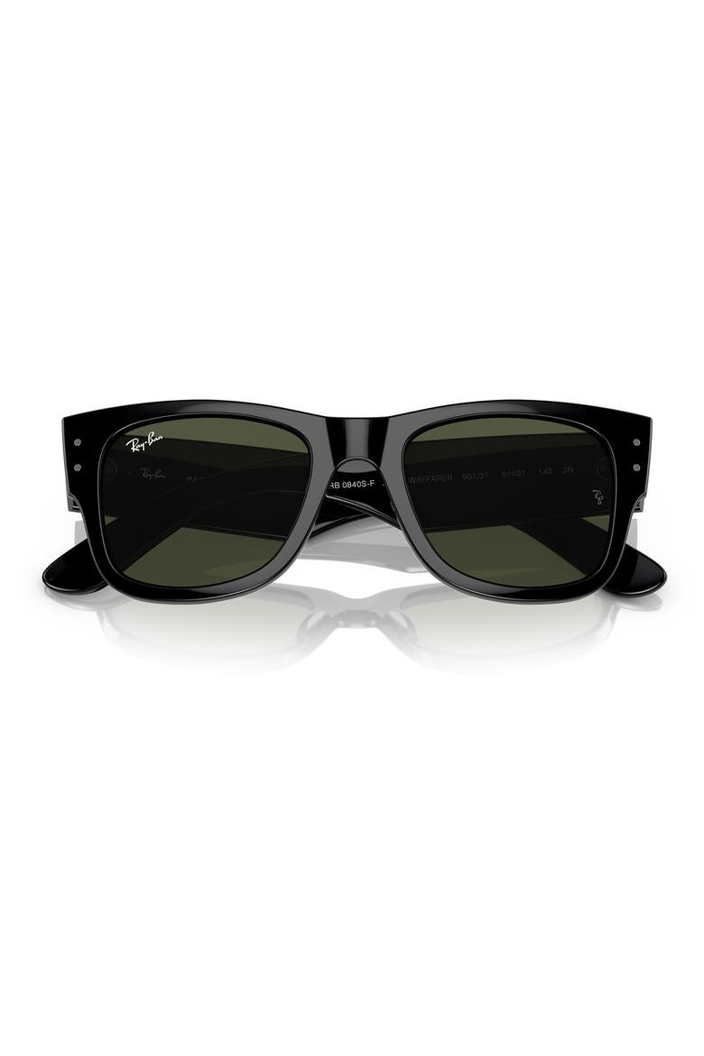 Mega Wayfarer 52mm Square Sunglasses, Alternate, color, BLACK