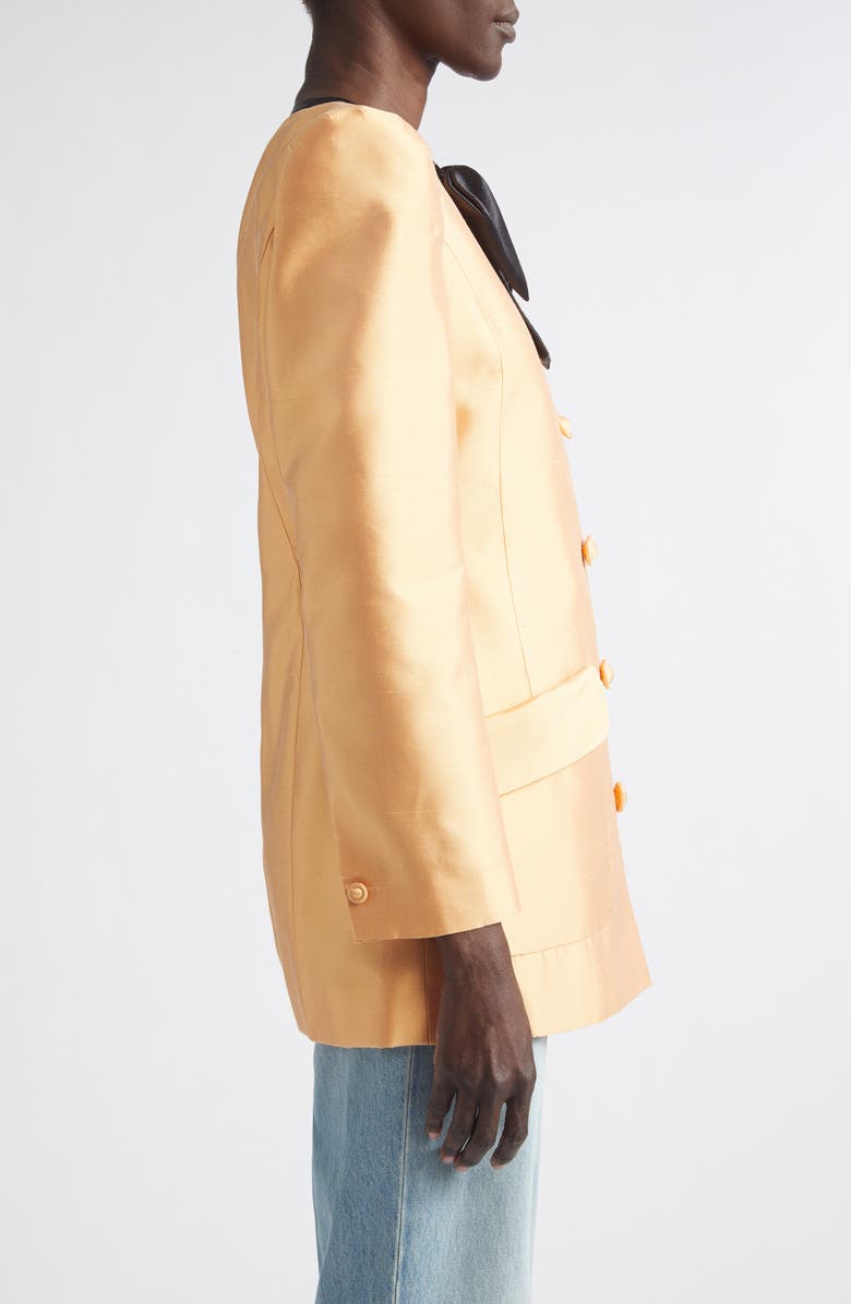 Valentino Silk Shantung Bow Jacket, Alternate, color, Orange