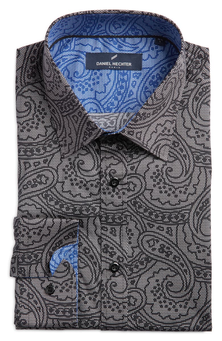 DANIEL HECHTER Paisley Non-Iron Stretch Dress Shirt, Main, color, 