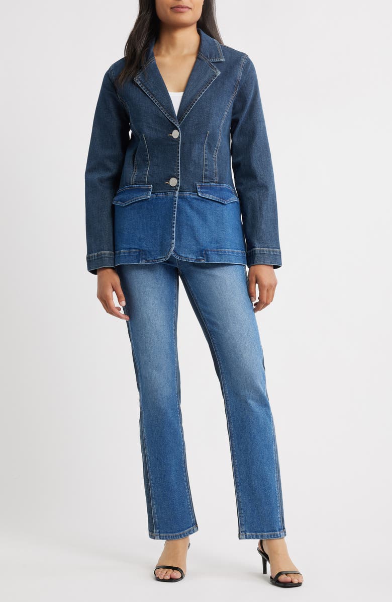CITY BLUES Two-Tone Denim Blazer, Alternate, color, Vintage Wash