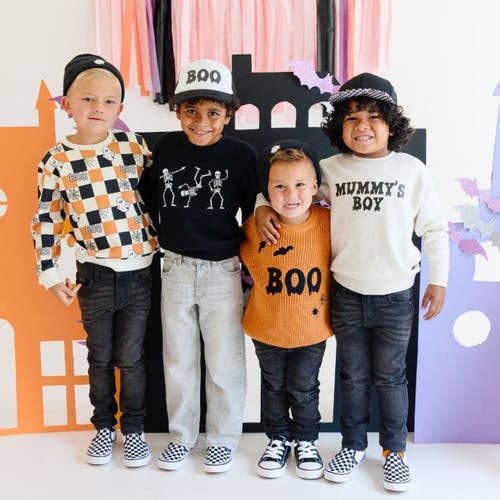 Sweet Wink Boo Checkered Halloween Sweatshirt In Multi