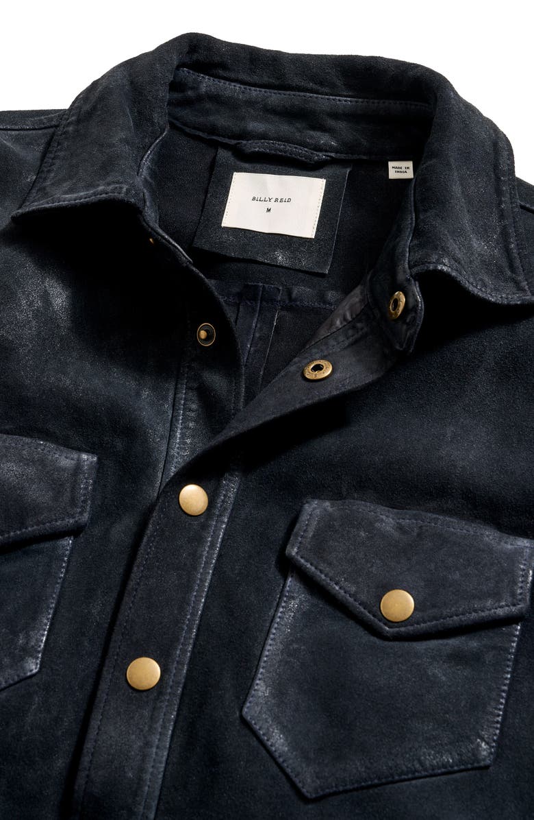 Billy Reid Savoy Waxed Suede Shirt Jacket, Alternate, color, Navy