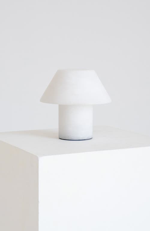 Brightech Alora 7" Led Alabaster White Natural Stone Desk Lamp In White