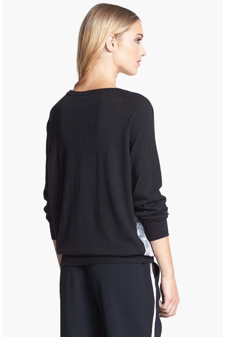 'Malena B.' Mixed Media Sweater, Alternate, color, SNOW LEOPARD CAVIAR