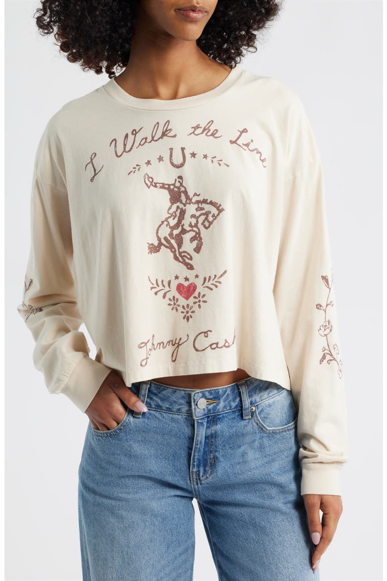 Johnny Cash Walk the Line Cotton Graphic T-Shir, Main, color, DIRTY WHITE