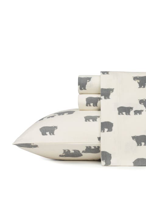 Bear Family Cotton Flannel Sheet Set