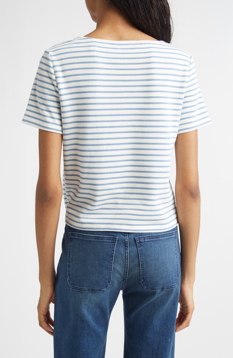 Veronica Beard Hovey Stripe Boat Neck T-Shirt, Alternate, color, Dove Lake Mist