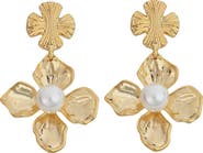 Panacea Flower Faux Pearl Drop Earrings