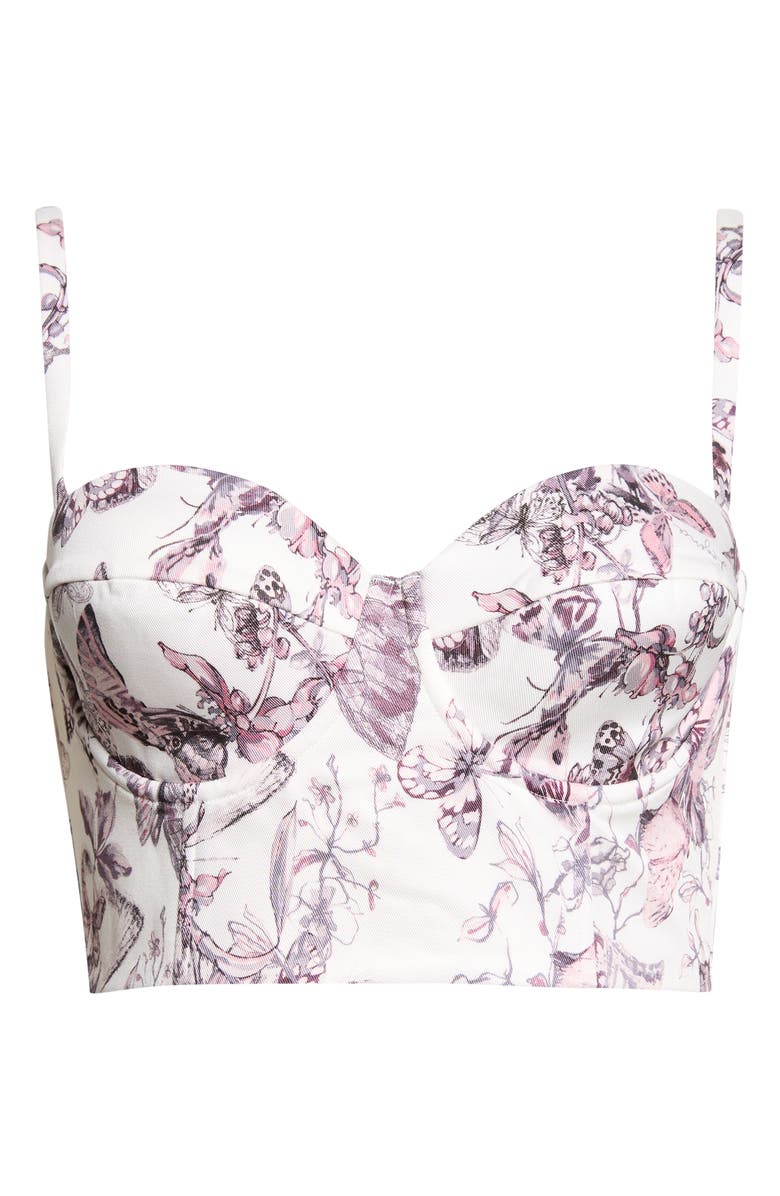 L'AGENCE Sonya Butterfly Print Bralette, Alternate, color, Vin Wht Wtrcolor Bfly