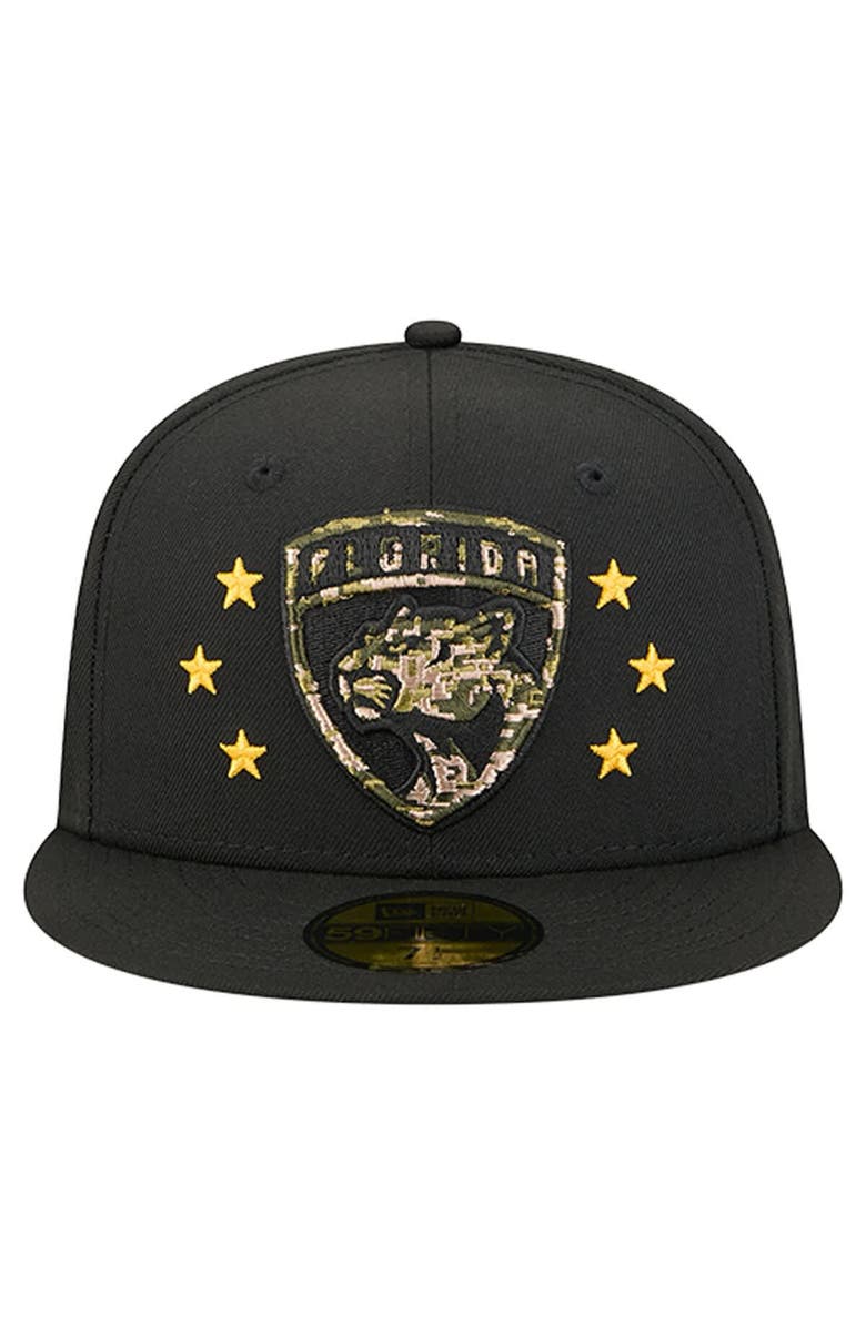 New Era Men's New Era Black Florida Panthers Military Appreciation Digital Camo Stars 59FIFTY Fitted Hat, Alternate, color, Black