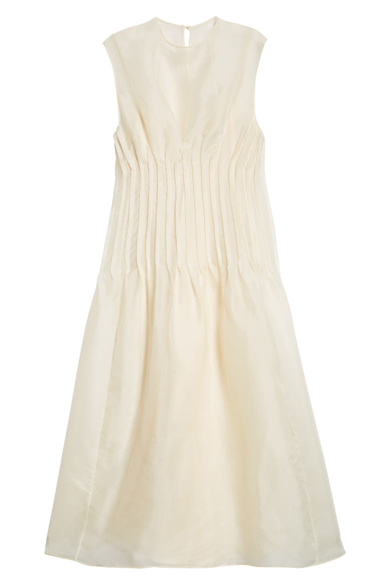 Wes Pintuck Sleeveless Shantung Organza Dress, Alternate, color, BONE