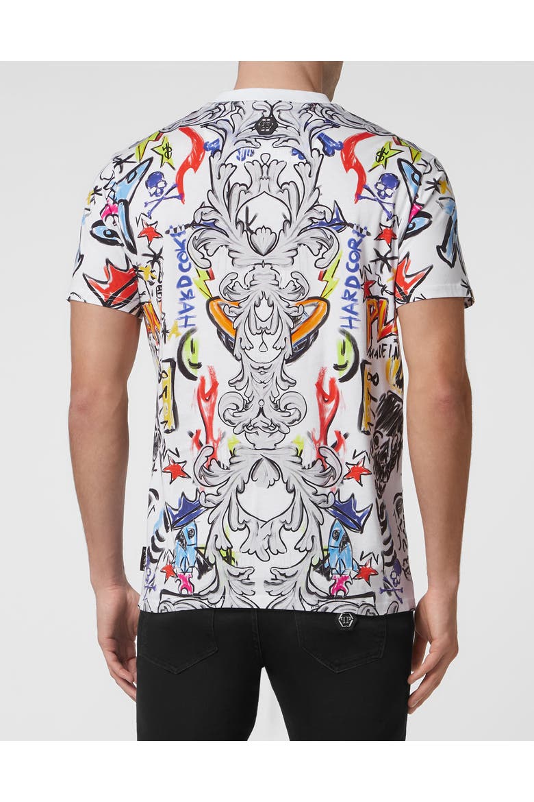 T-Shirt Round Neck Ss With Crystals Luxe Men, Alternate, color, white/multicolored