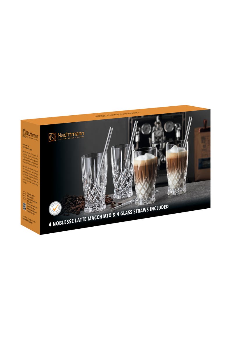 Noblesse Latte Macchaito & Straws, Set of 4, Alternate, color, Clear