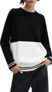 MANGO Colorblock Oversize Crewneck Sweater