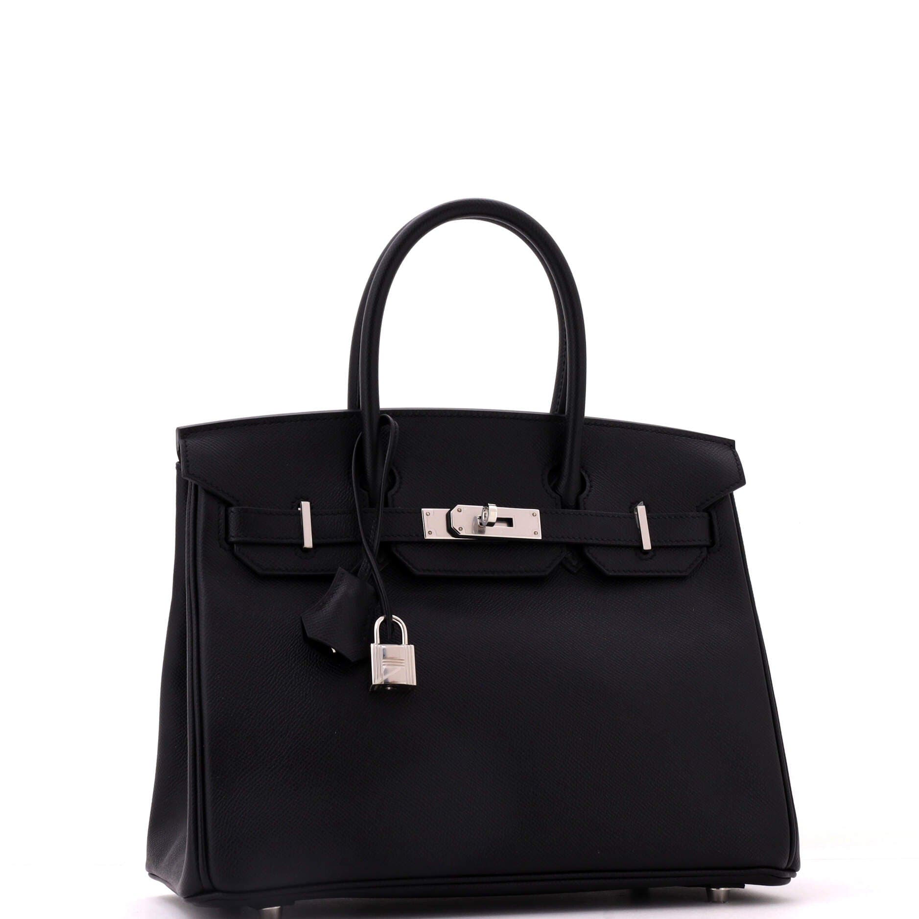Pre-Owned Hermes Birkin Handbag Black Epsom with Palladium Hardware 30, Alternate, color, Noir