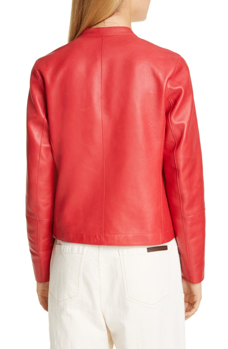 Brunello Cucinelli Leather Racer Jacket, Alternate, color, 