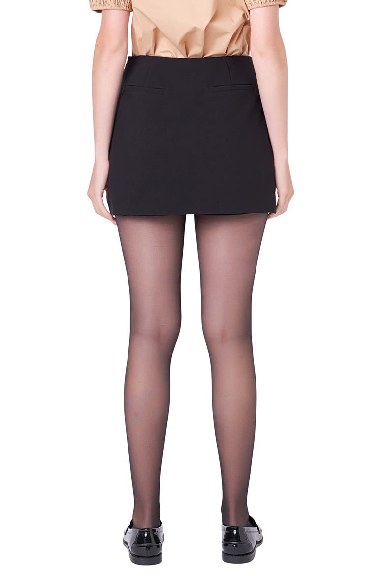 Faux Wrap Miniskort, Alternate, color, BLACK