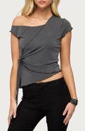 EDIKTED Asymmetric Off the Shoulder Wrap Top