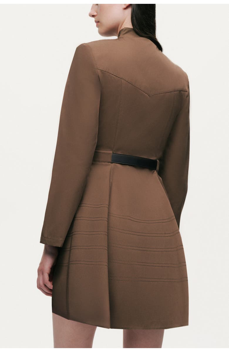 Nocturne Asymmetric Belted Mini Shirt Dress, Alternate, color, Brown