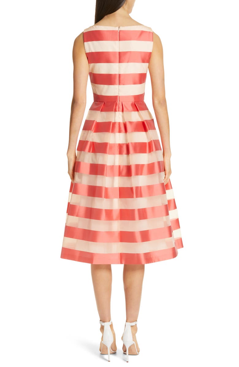 Lela Rose Boatneck Stripe Organza Dress, Alternate, color, 