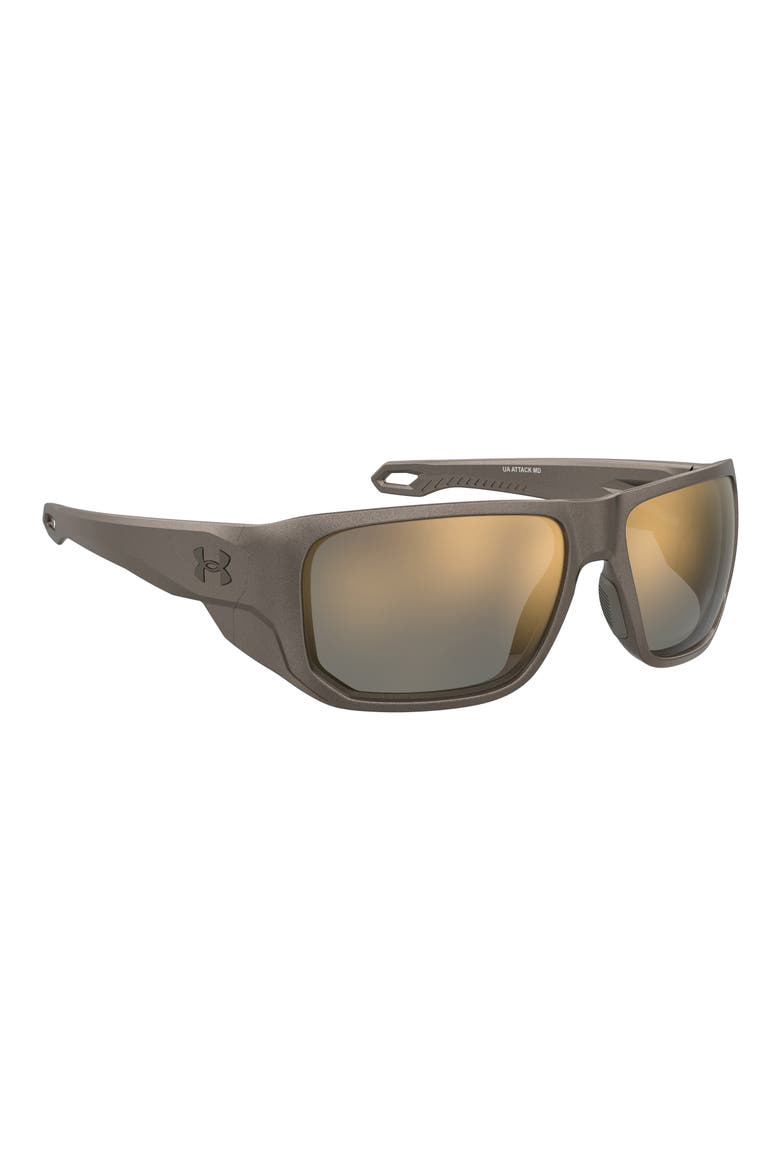 Attack MD 60mm Rectangle Sunglasses, Alternate, color, BROWN METLZED